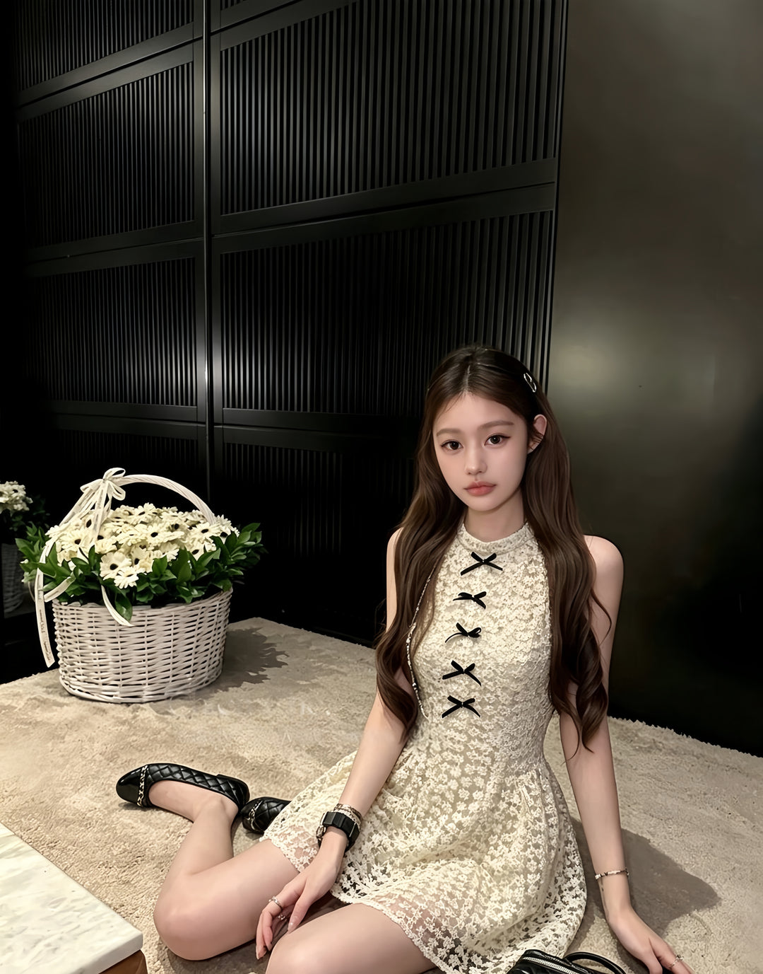 【dress】リボンレースミニワンピース　K0616
