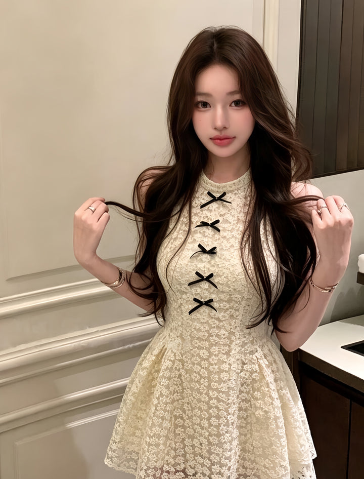 【dress】リボンレースミニワンピース　K0616
