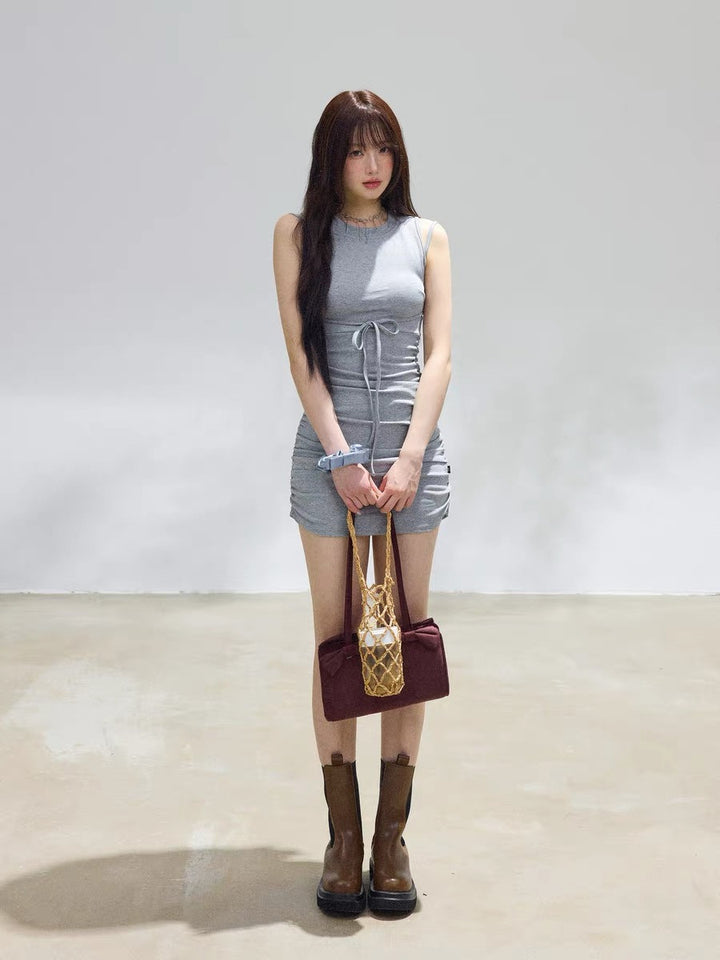 【dress】サイドシャーリングミニワンピース　N3710