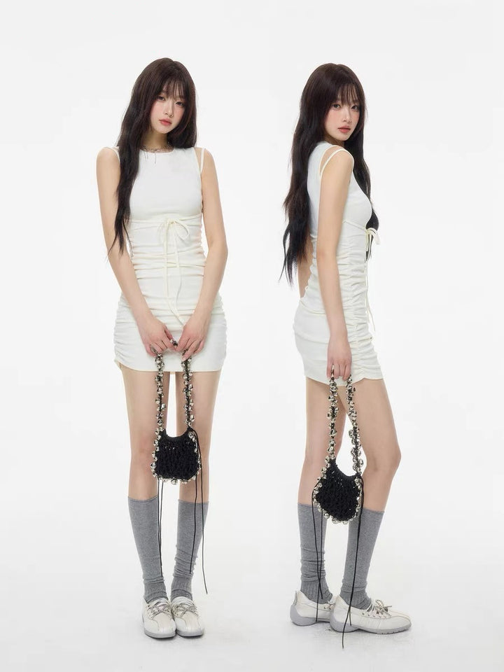 【dress】サイドシャーリングミニワンピース　N3710