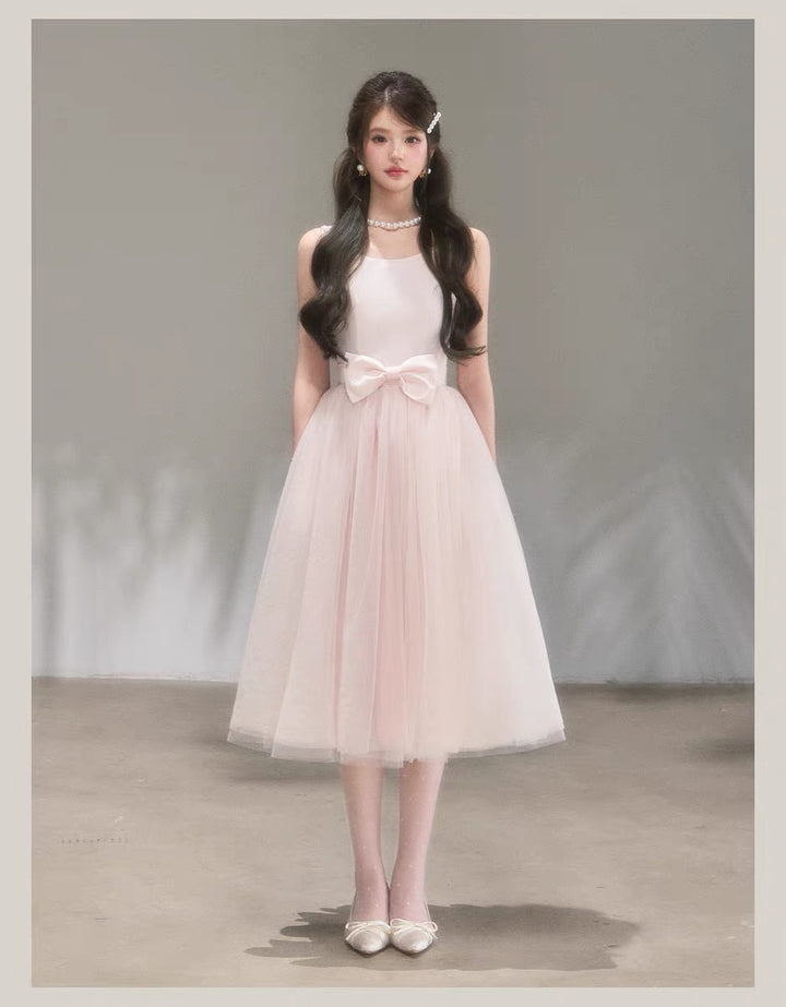 【dress】リボンチュールドッキングワンピース　N3711