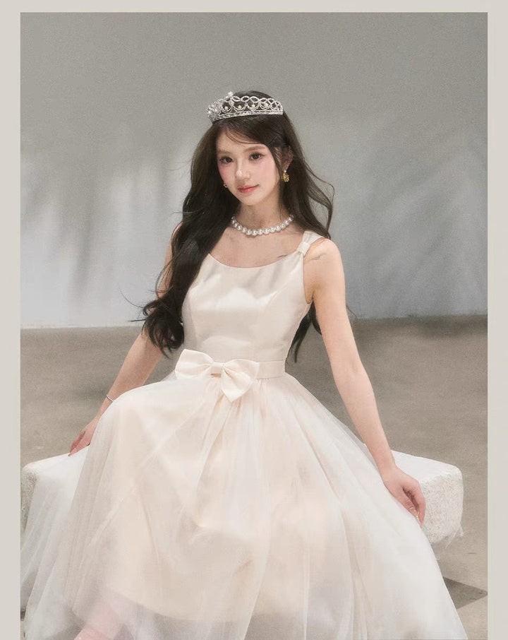 【dress】リボンチュールドッキングワンピース　N3711