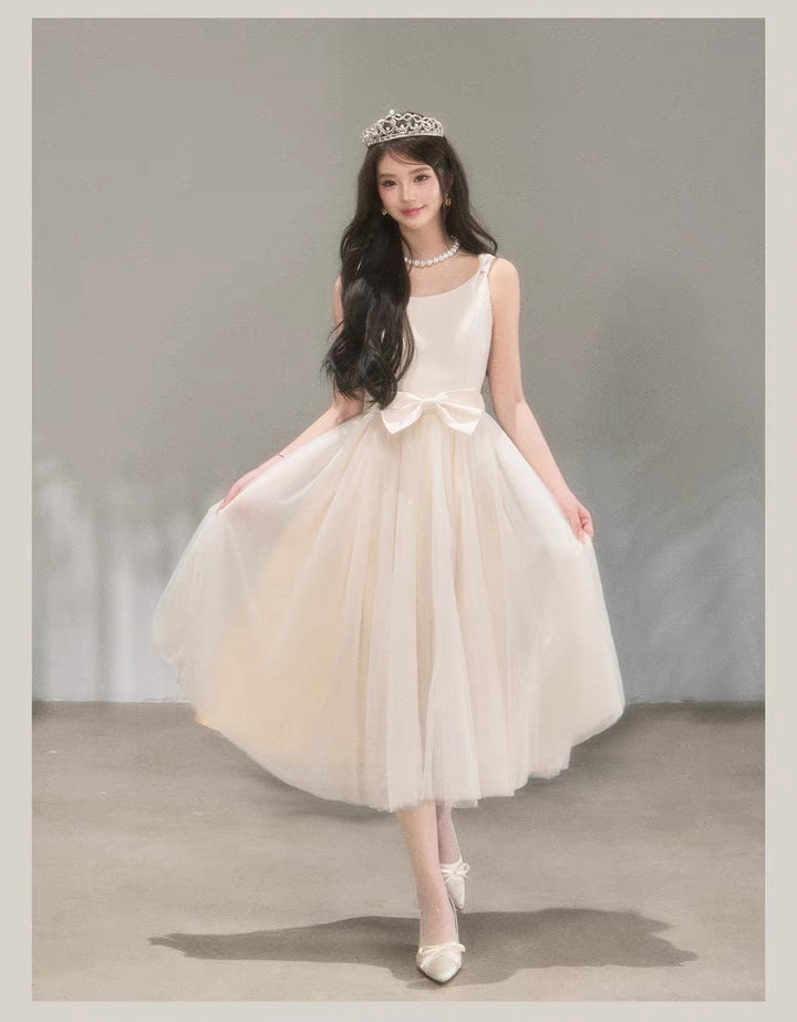 【dress】リボンチュールドッキングワンピース　N3711