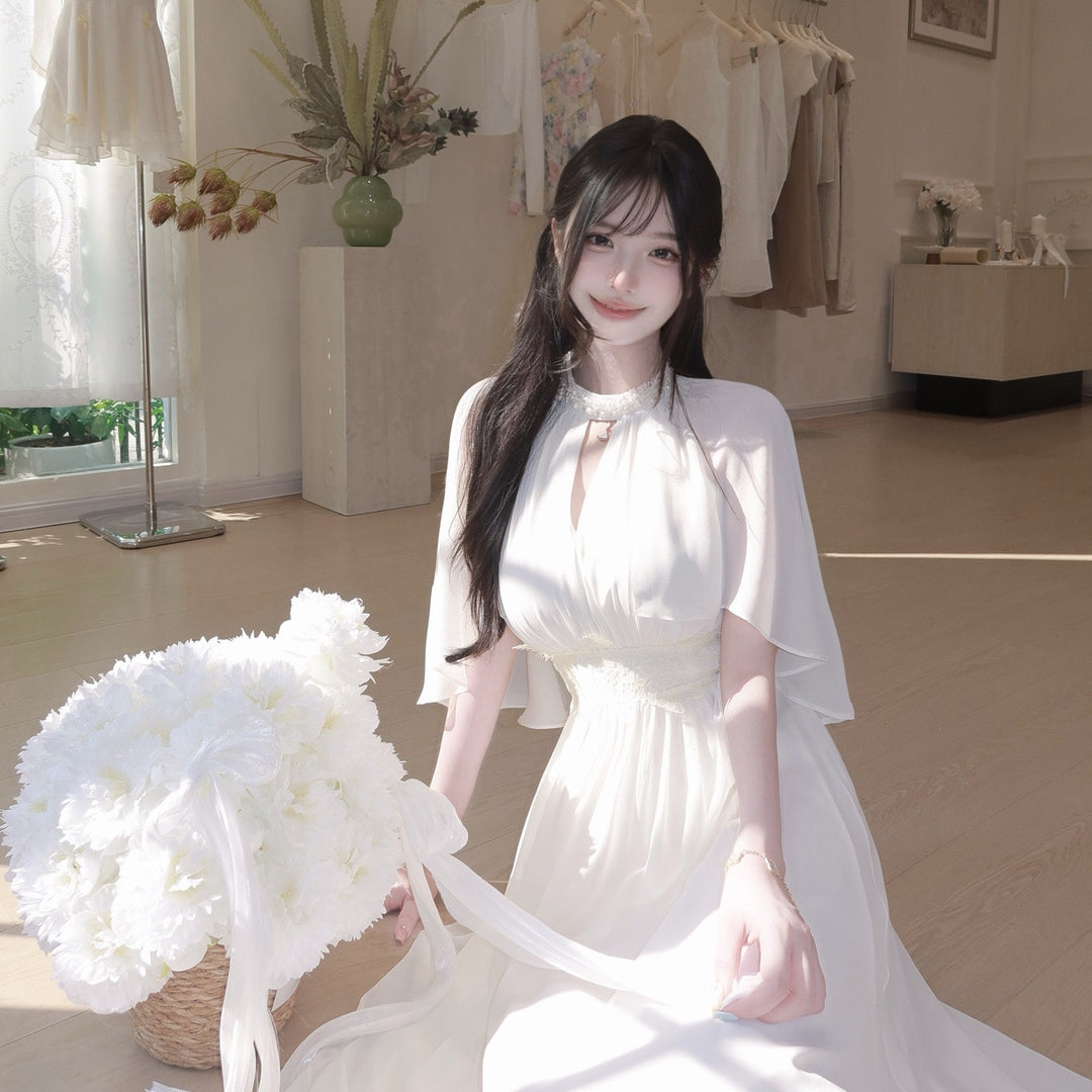 【dress】パール付きロングワンピース Q8684