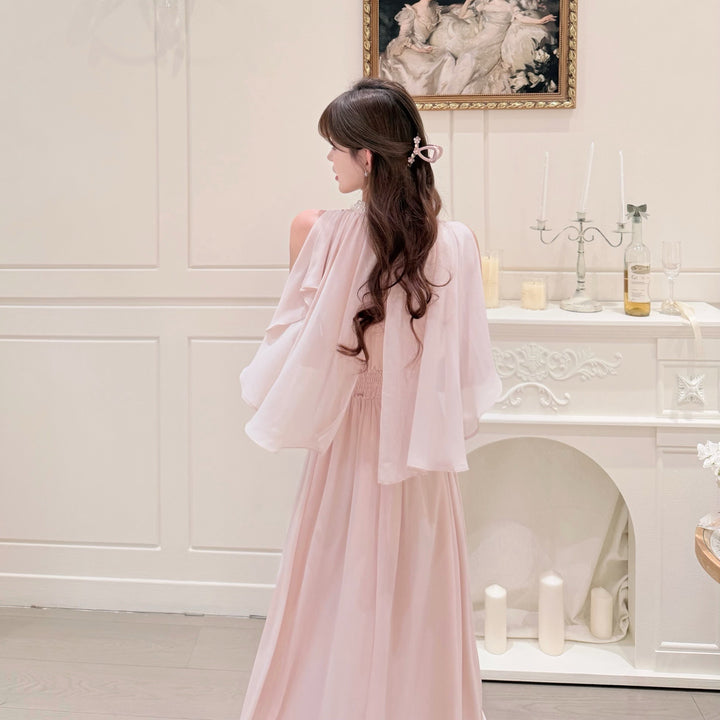 【dress】パール付きロングワンピース Q8684