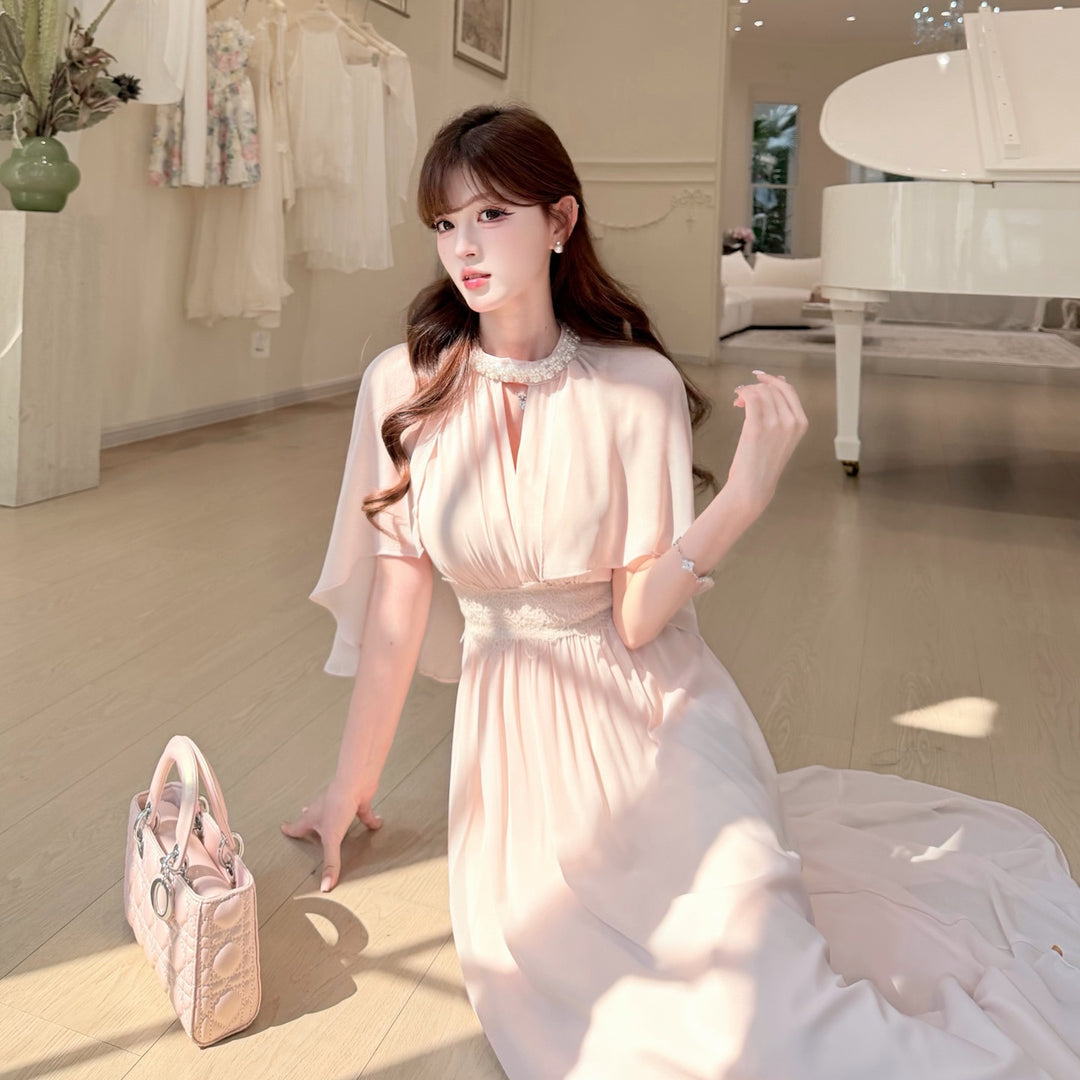 【dress】パール付きロングワンピース Q8684