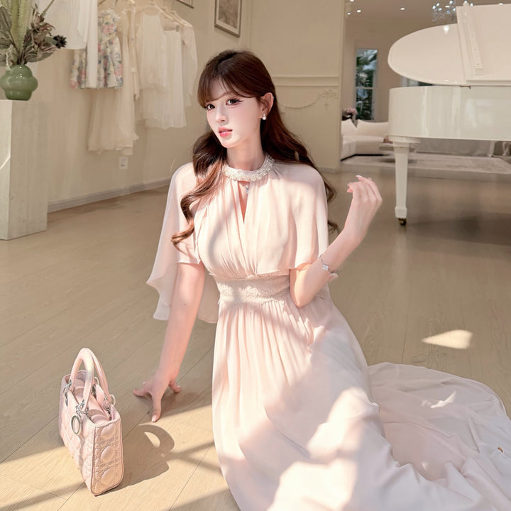 【dress】パール付きロングワンピース Q8684