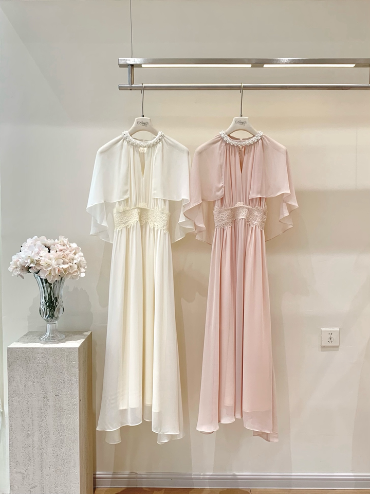 【dress】パール付きロングワンピース Q8684