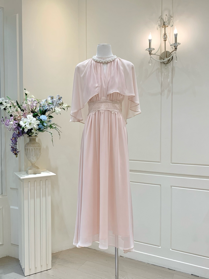【dress】パール付きロングワンピース Q8684