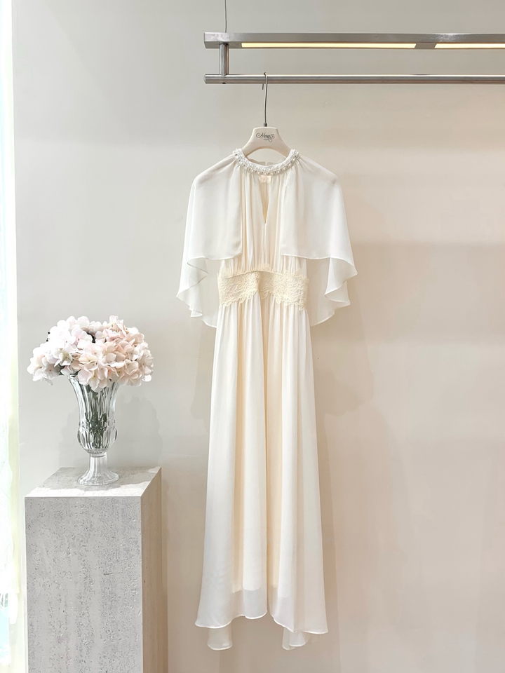 【dress】パール付きロングワンピース Q8684
