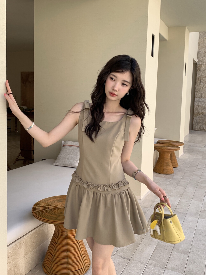 【dress】ショルダーリボンミニワンピース　N3714