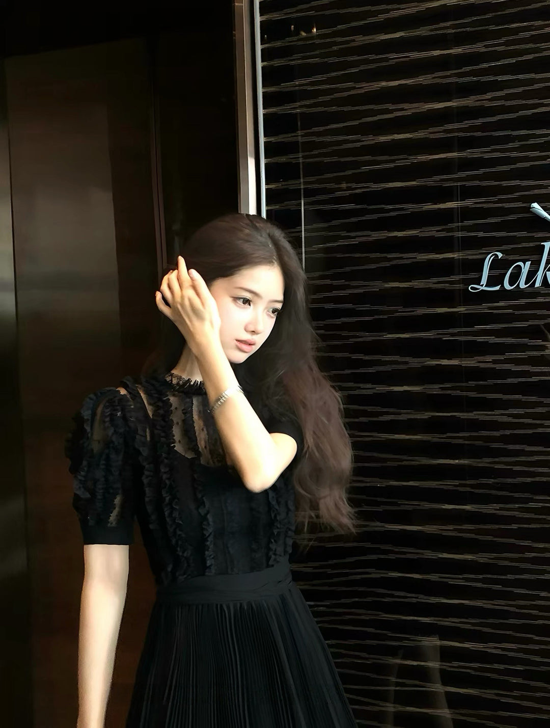 【dress】レースドッキングプリーツミニワンピース  N3717