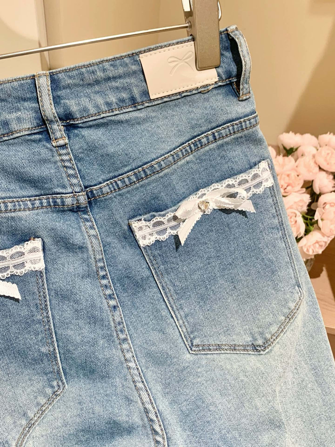 【bottoms】バックリボンフレアデニムパンツ　N3719