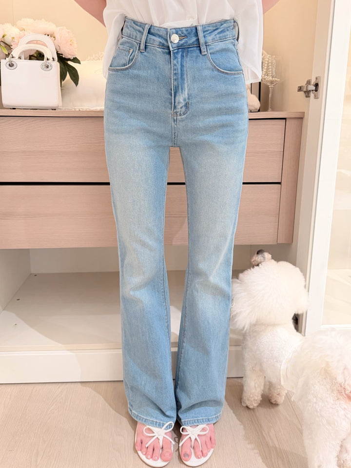 【bottoms】バックリボンフレアデニムパンツ　N3719