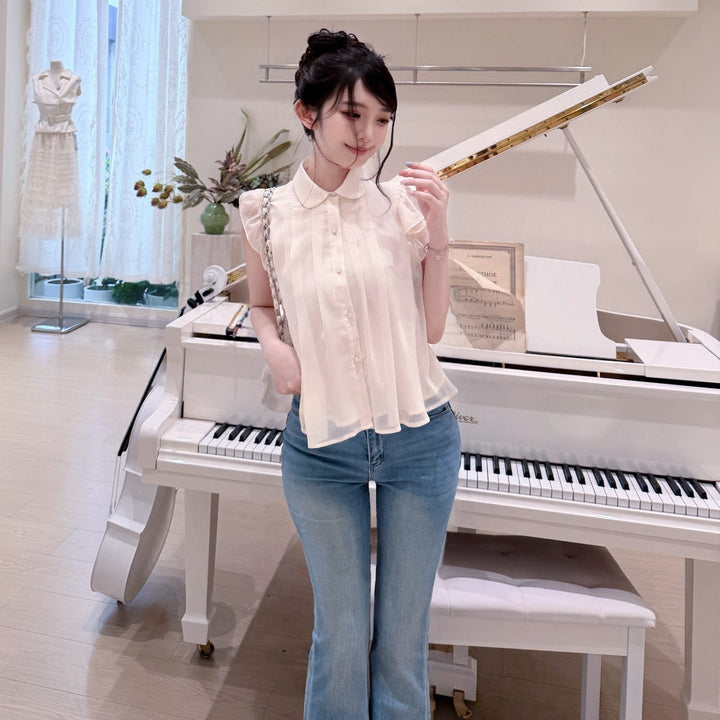 【bottoms】バックリボンフレアデニムパンツ　N3719