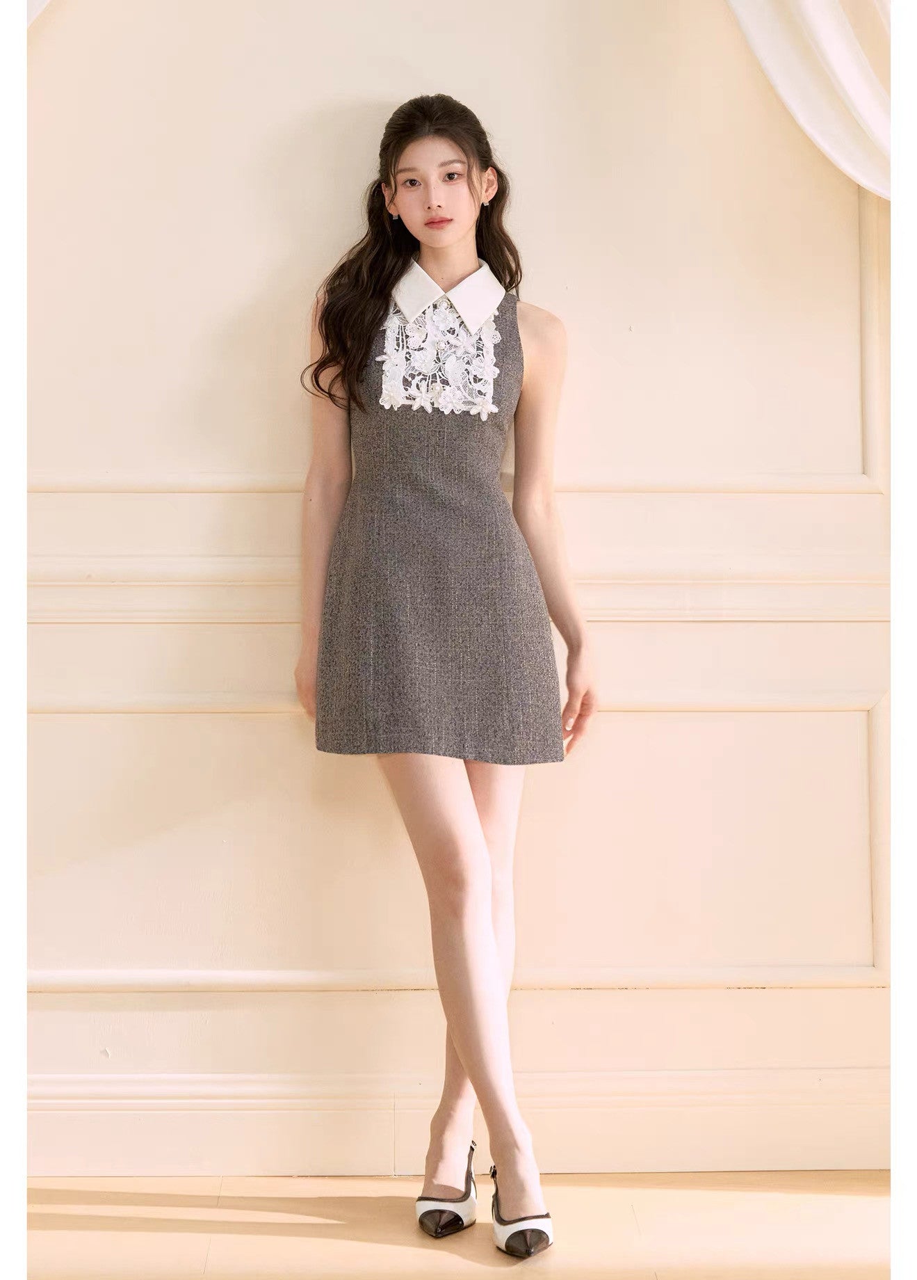 dress】レースドッキングツイードミニワンピース N3722 – NANASTYLE