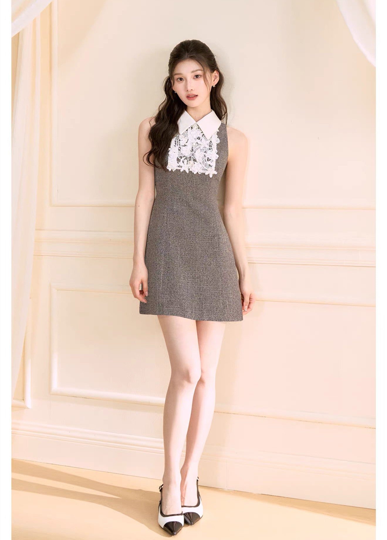 dress】レースドッキングツイードミニワンピース N3722 – NANASTYLE