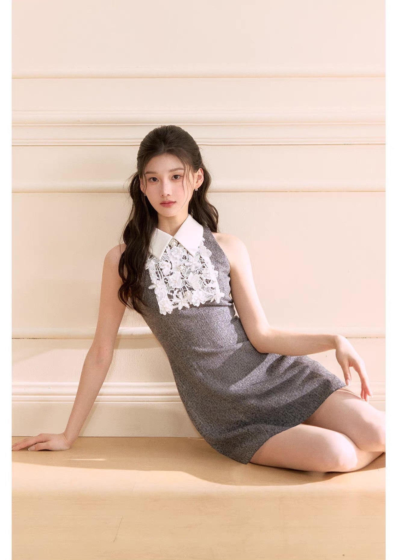 dress】レースドッキングツイードミニワンピース N3722 – NANASTYLE