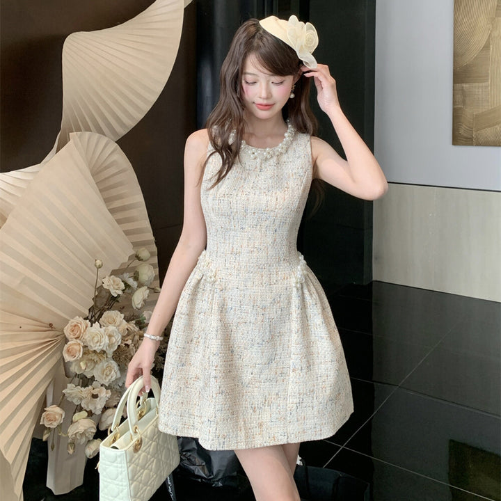 【dress】パール付きフレアミニワンピース  N3723