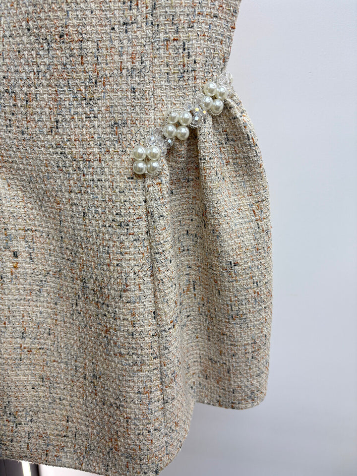 【dress】パール付きフレアミニワンピース  N3723