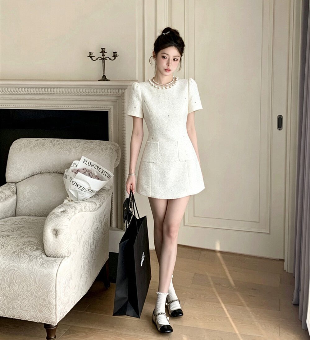 【dress】パール付きAラインミニワンピース  N3725