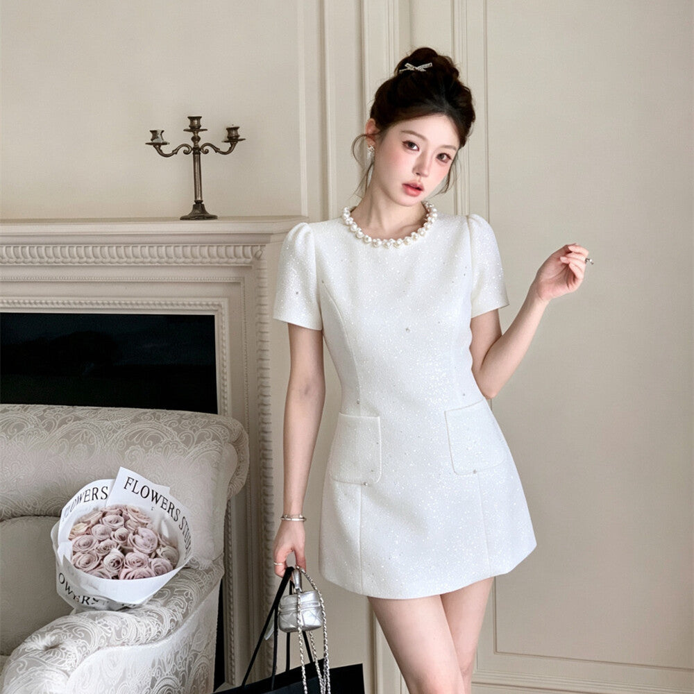 【dress】パール付きAラインミニワンピース  N3725