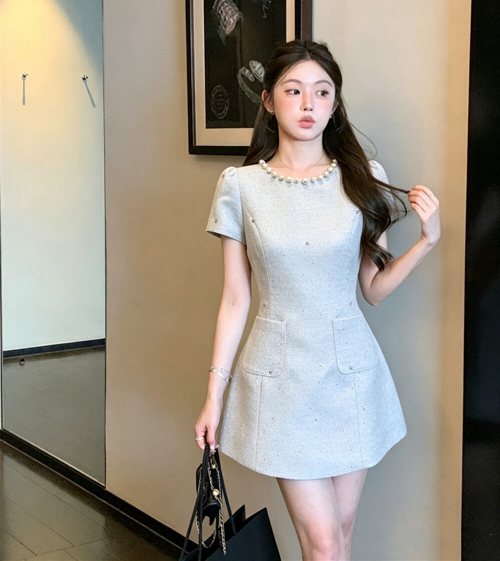 【dress】パール付きAラインミニワンピース  N3725