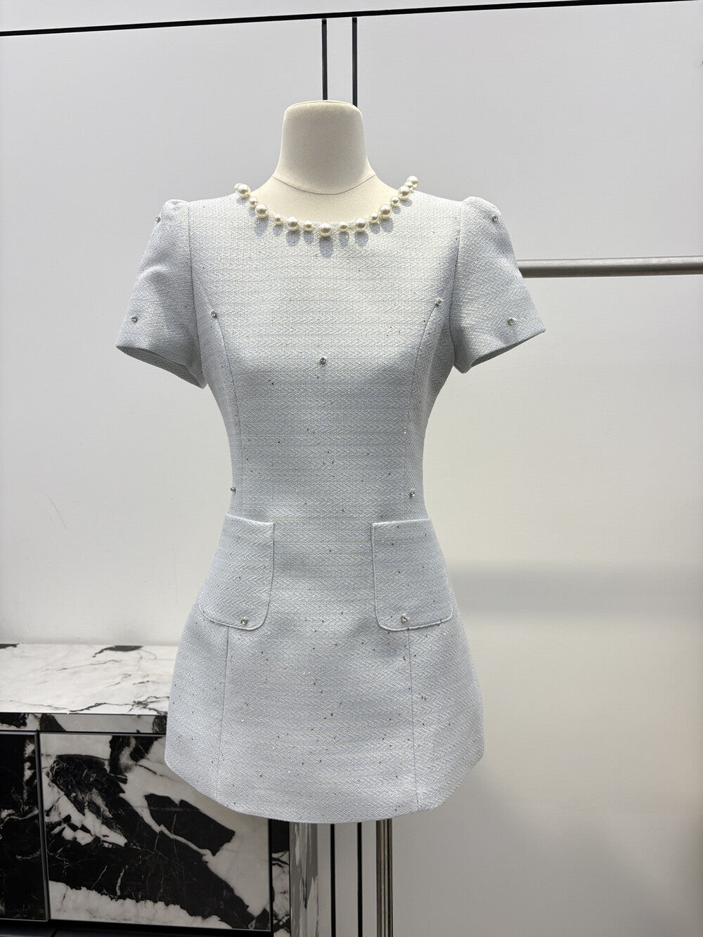 【dress】パール付きAラインミニワンピース  N3725