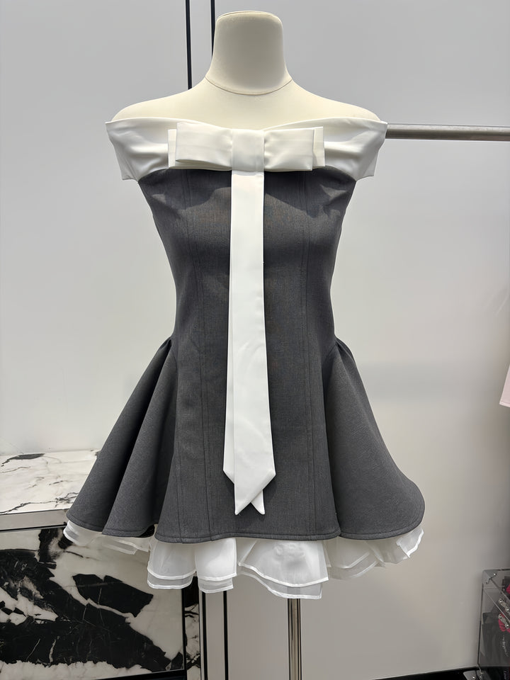 【dress】オフショルリボンミニワンピース　K0624