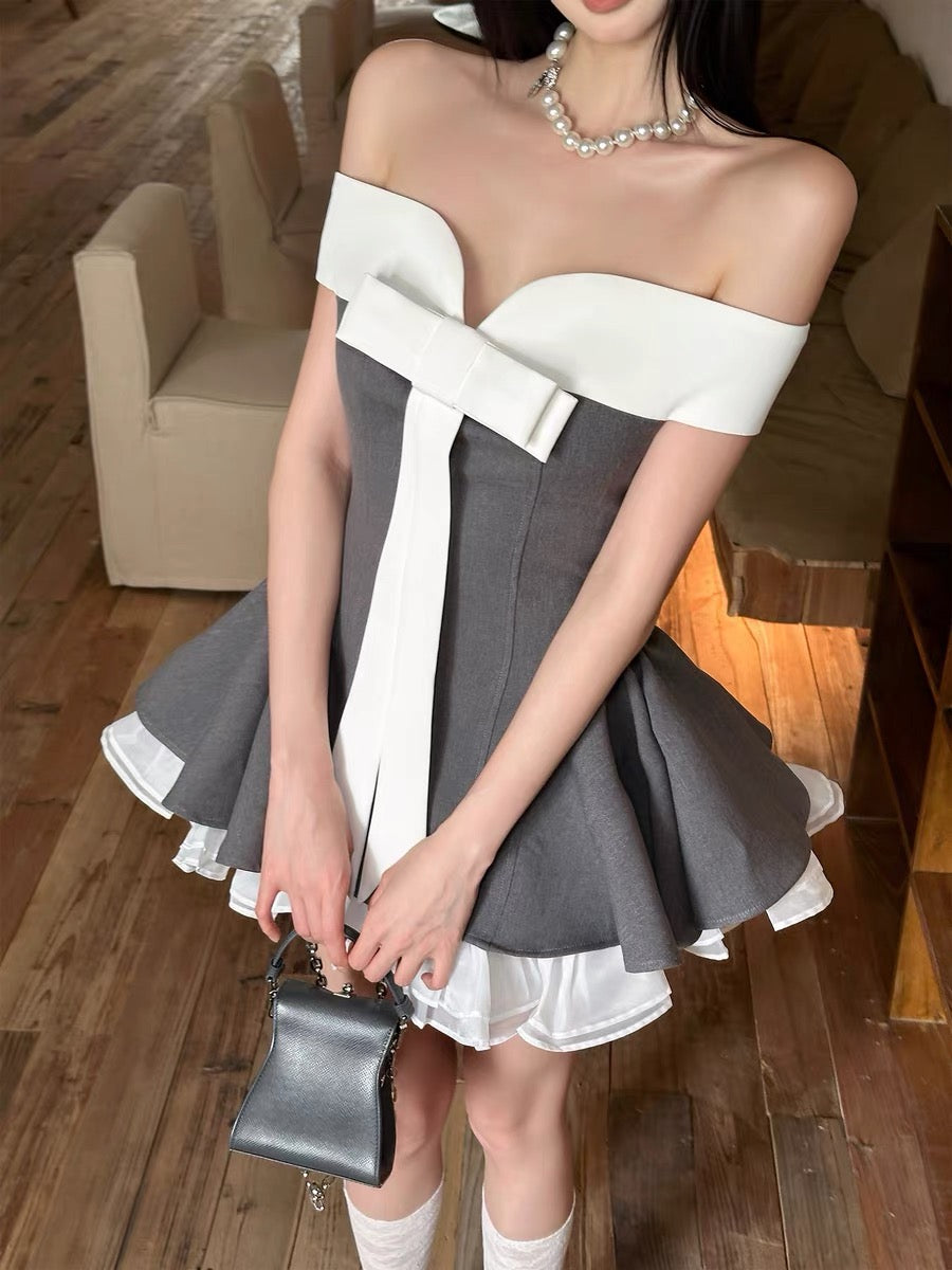 【dress】オフショルリボンミニワンピース　K0624