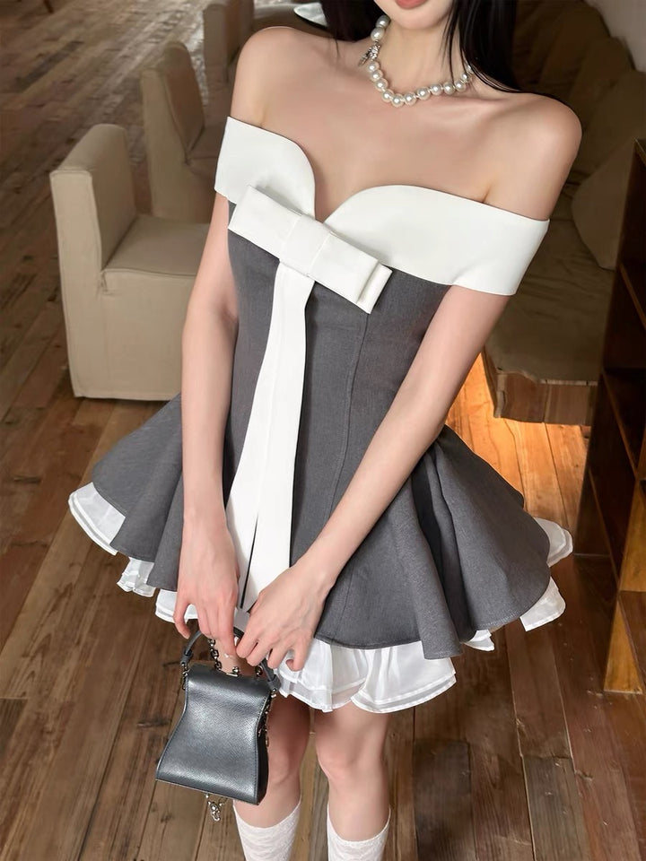 【dress】オフショルリボンミニワンピース　K0624