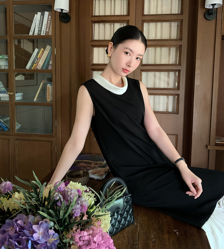 【dress】ドッキングノースリーブロングワンピース  N3728