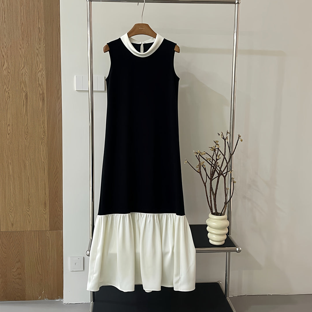 【dress】ドッキングノースリーブロングワンピース  N3728