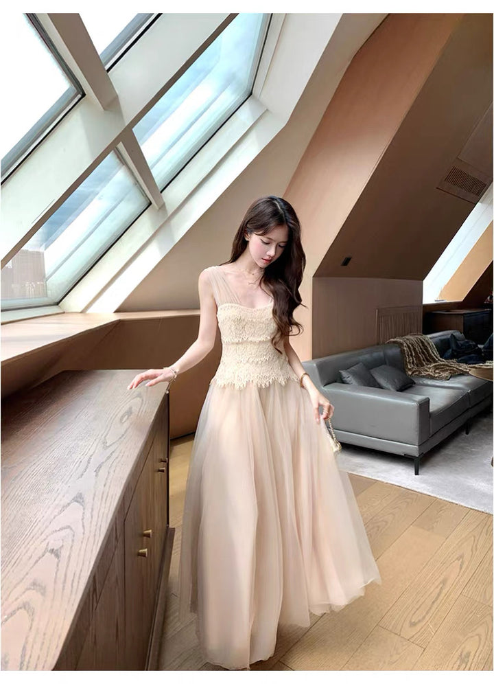 【dress】レースチュールドッキングロングワンピース  N3731