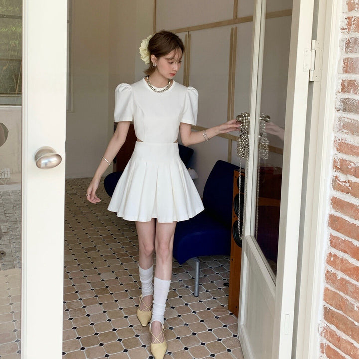 【dress】ウエストカットプリーツミニワンピース  N3732