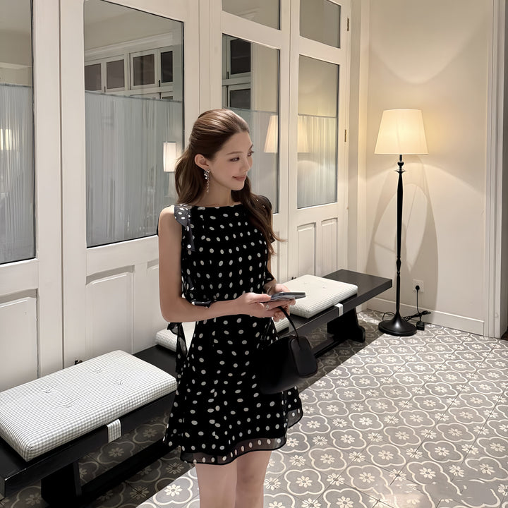 【dress】フリルドットミニワンピース Q8710