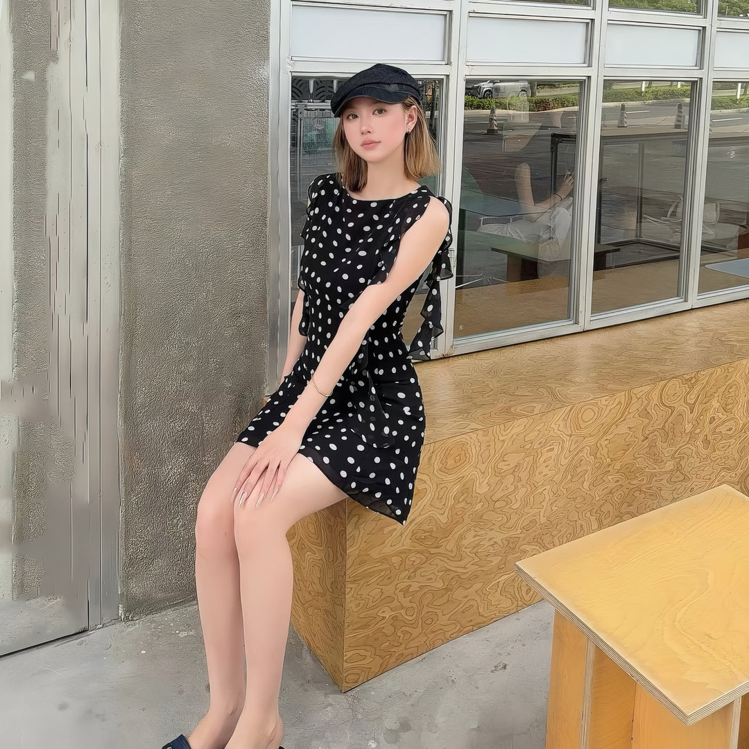 【dress】フリルドットミニワンピース Q8710