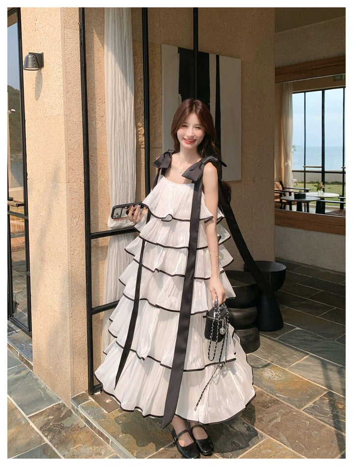 【dress】ショルダーリボンボリュームエアリーワンピース  N3735