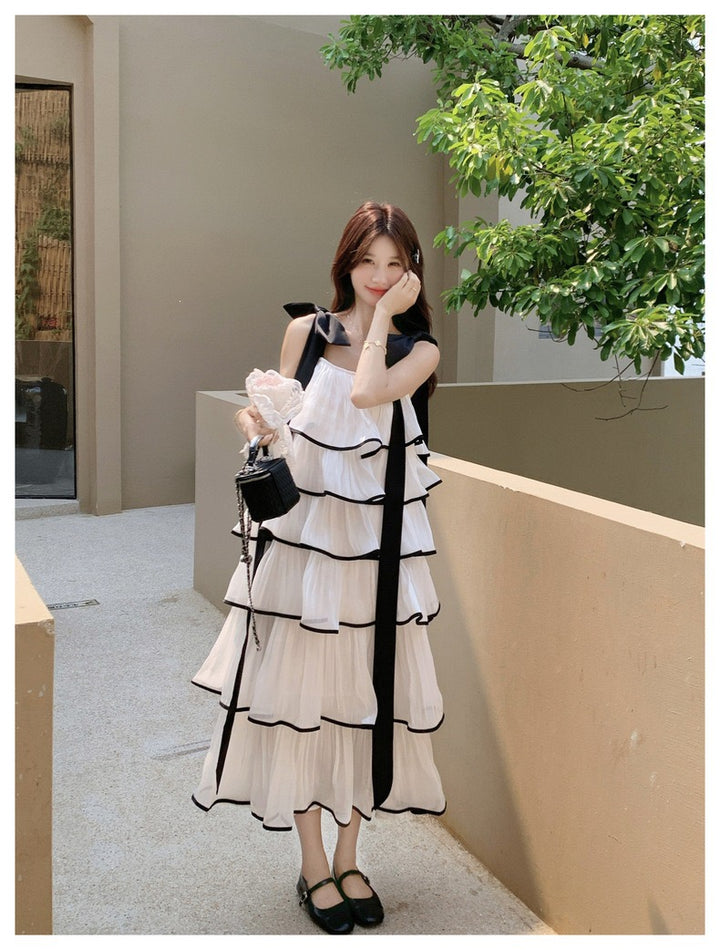 【dress】ショルダーリボンボリュームエアリーワンピース  N3735