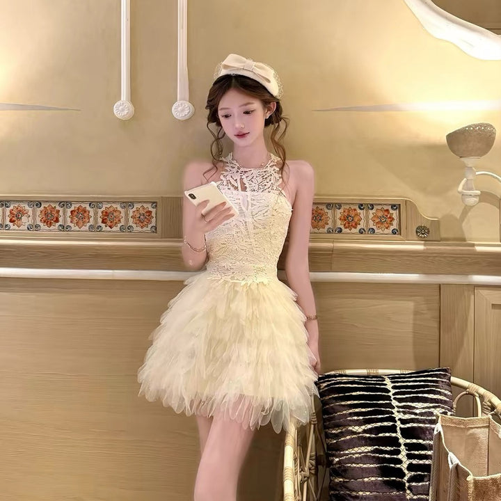 【dress】レースドッキングチュールミニワンピース  N3737