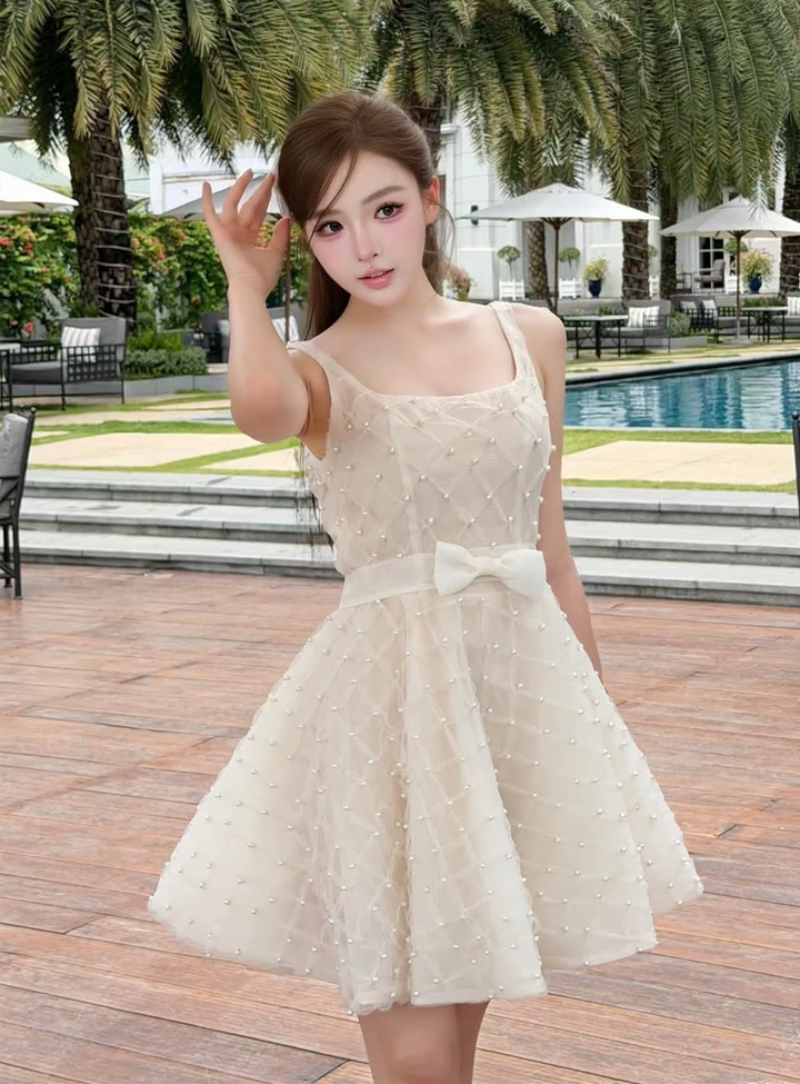 【dress】パールチュールミニワンピース   N3742
