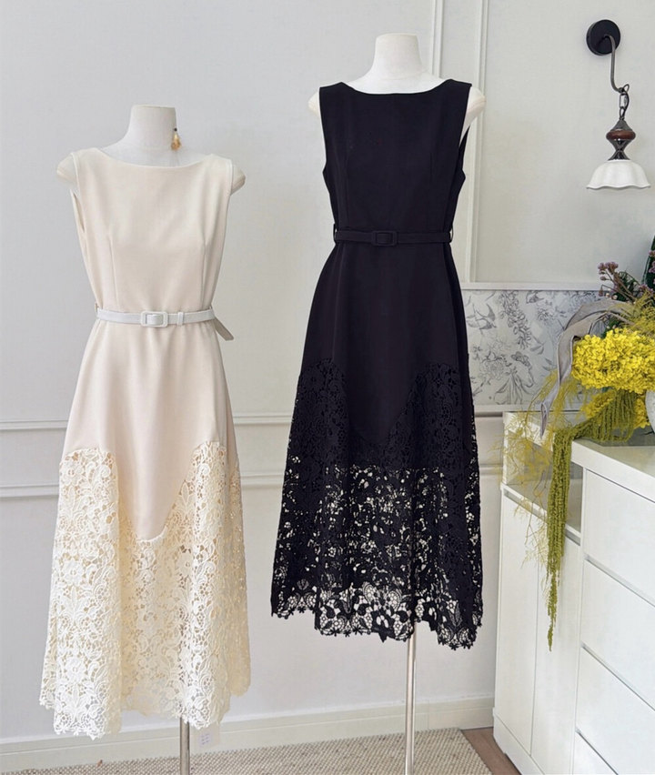 【dress】レースドッキングロングワンピース   N3743