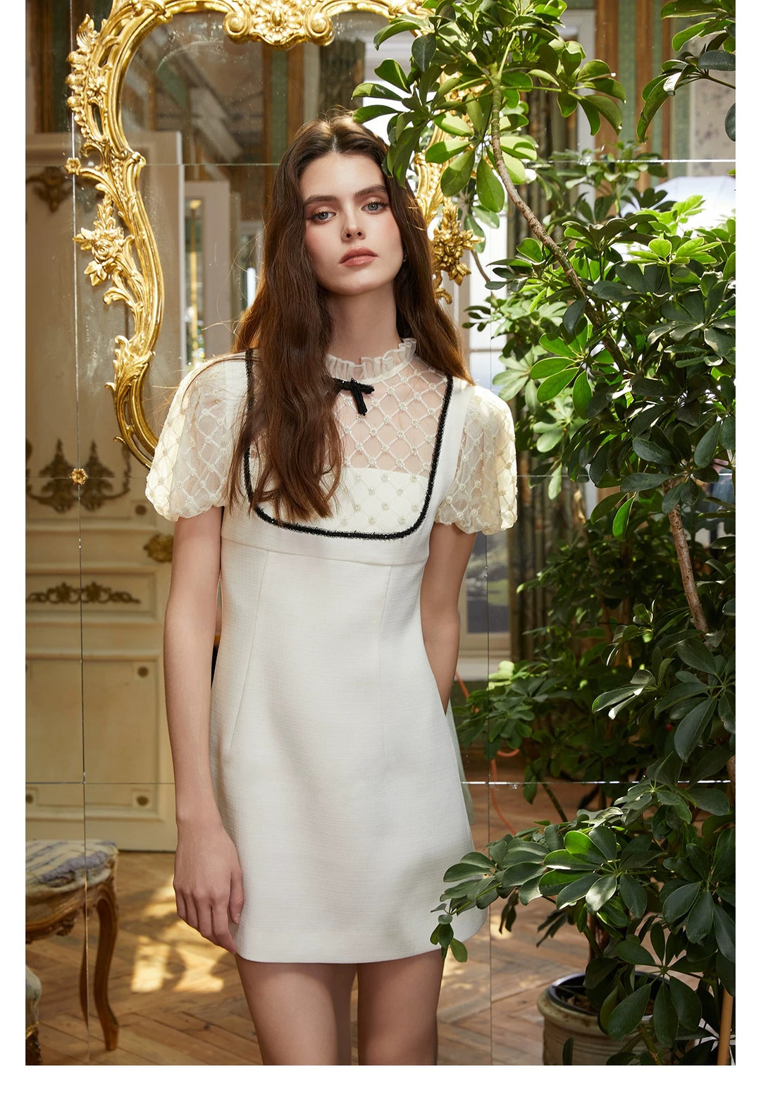 【dress】シアーチュールドッキングミニワンピース   N3746