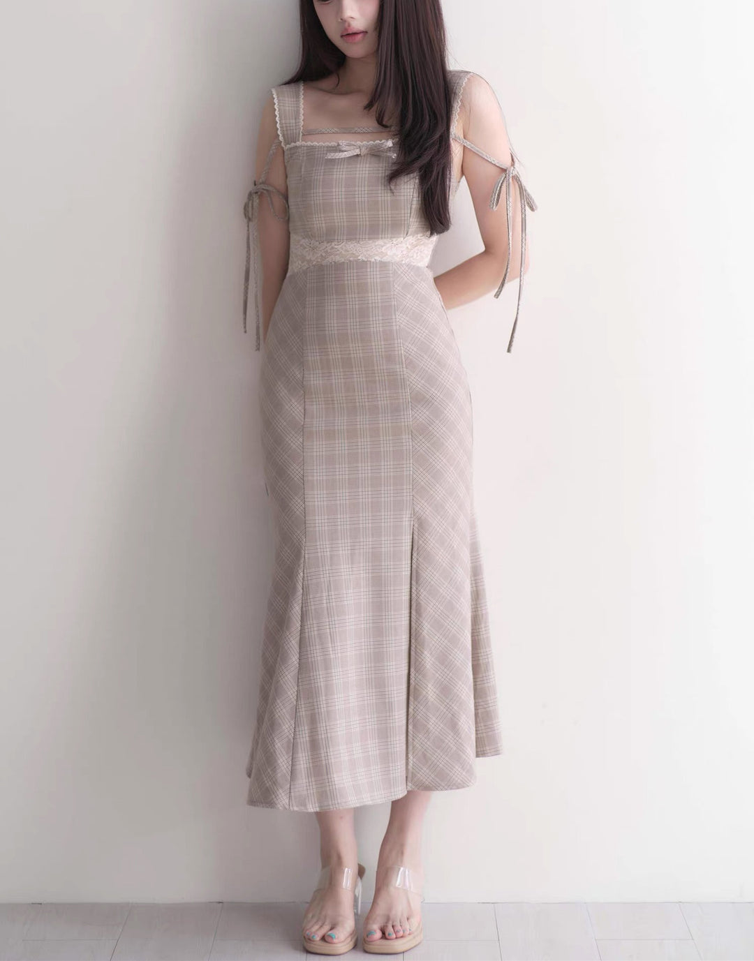 【dress】レースドッキングマーメイドロングワンピース   N3750