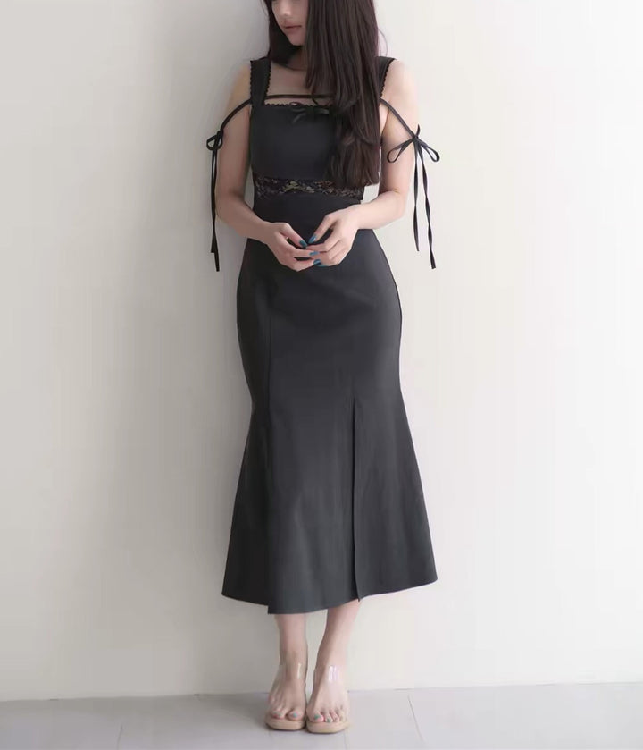 【dress】レースドッキングマーメイドロングワンピース   N3750