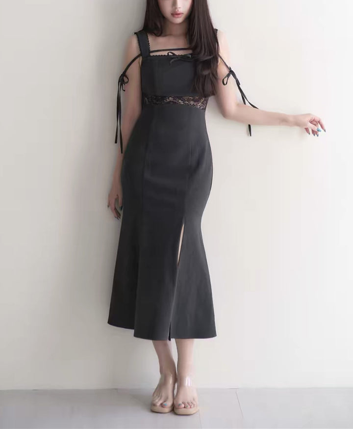 【dress】レースドッキングマーメイドロングワンピース   N3750