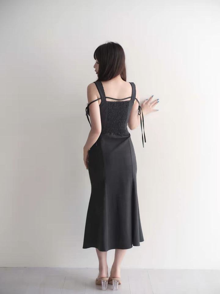 【dress】レースドッキングマーメイドロングワンピース   N3750