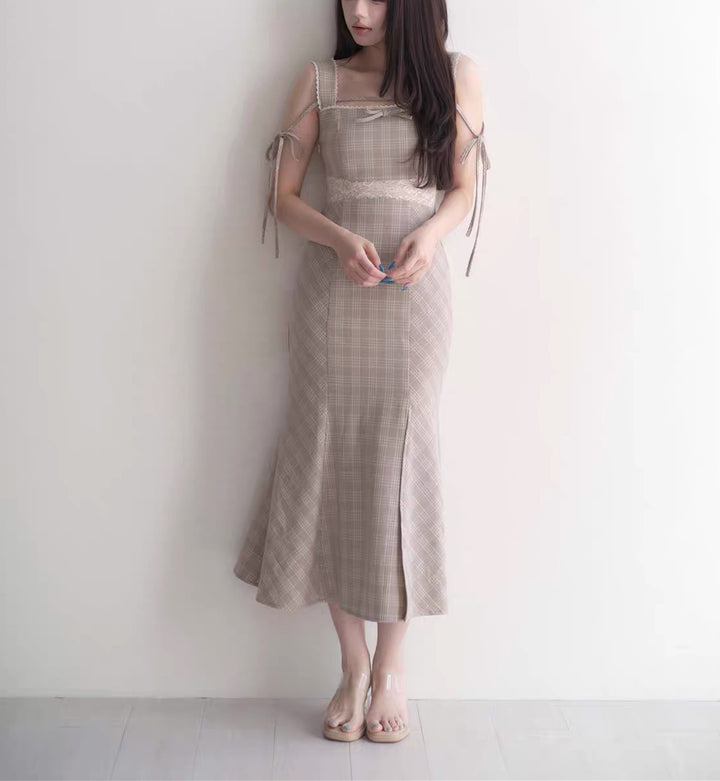 【dress】レースドッキングマーメイドロングワンピース   N3750