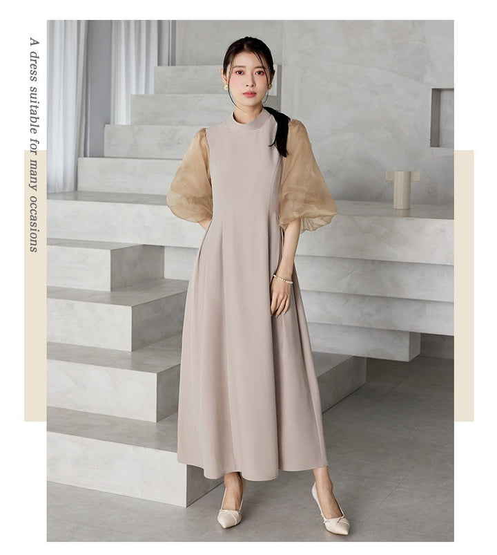 【dress】2WAYパフスリーブリボンロングワンピース   N3754