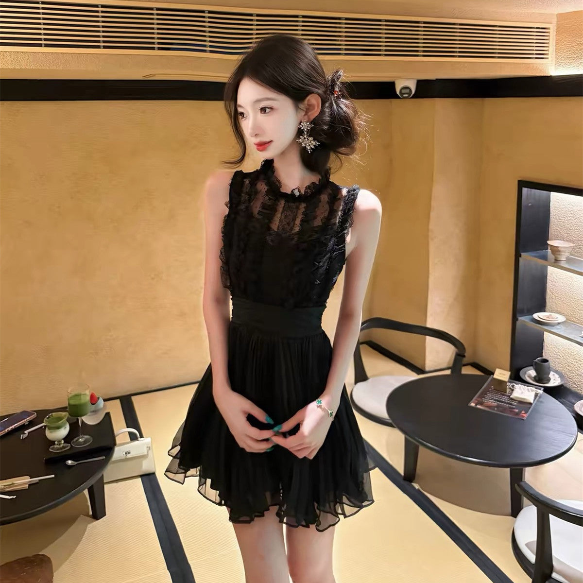 dress】ギャザーフリルレースミニワンピース N3757 – NANASTYLE